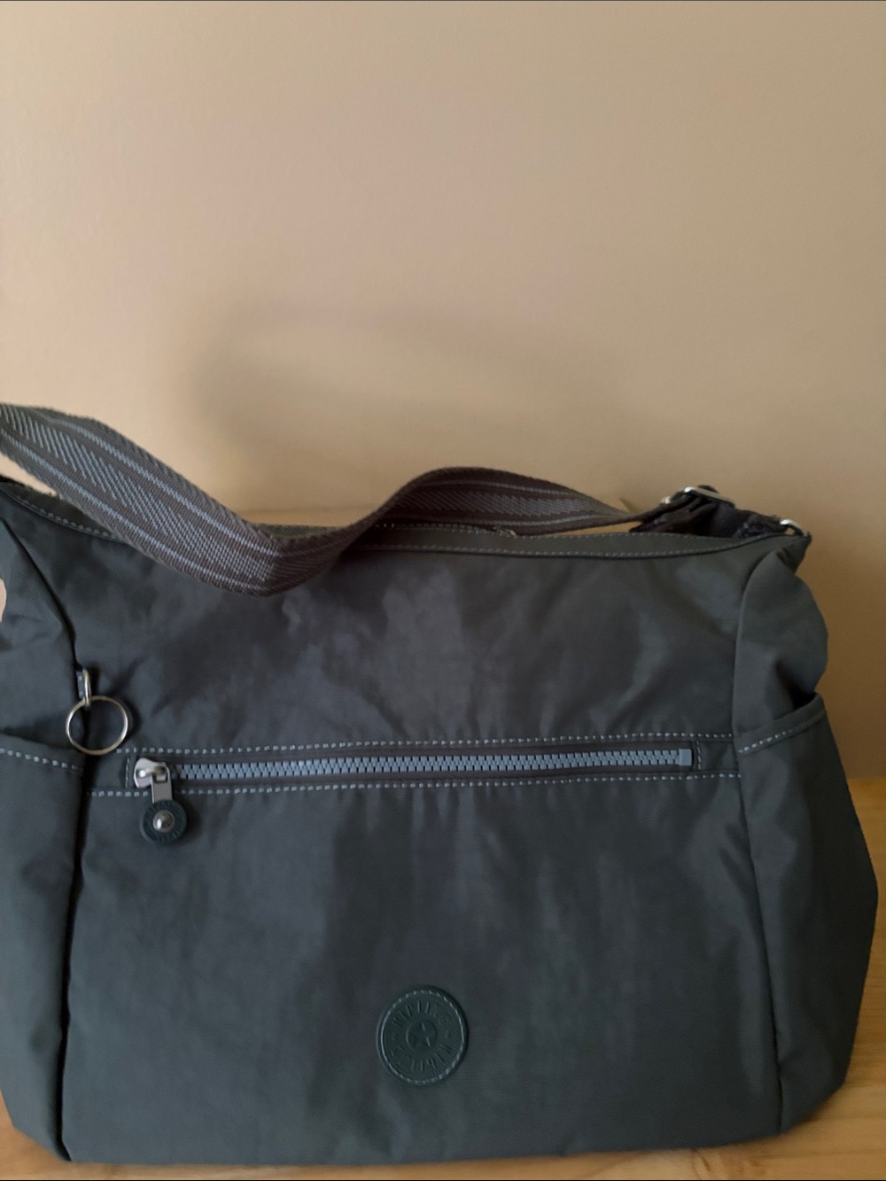 Kipling Charcoal Gray Nylon Shoulder Tote